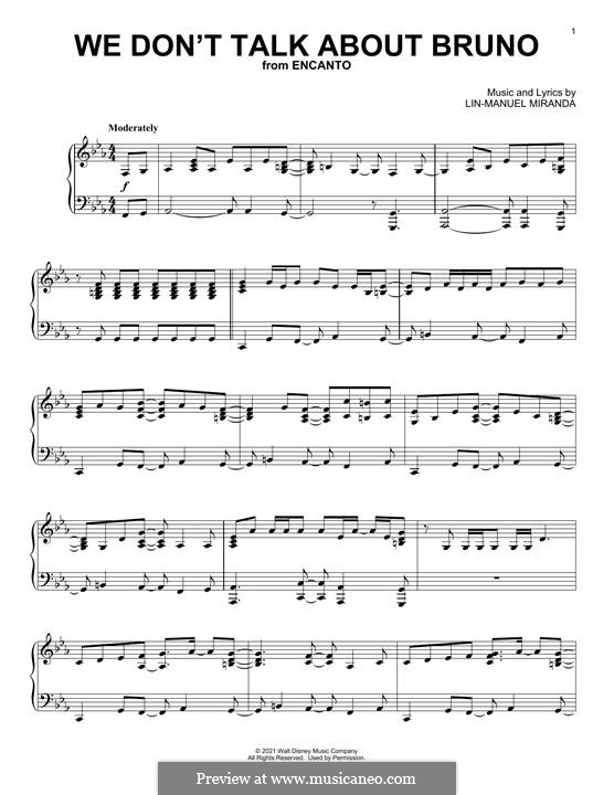 We Don't Talk About Bruno (from Encanto): Para Piano by Lin-Manuel Miranda