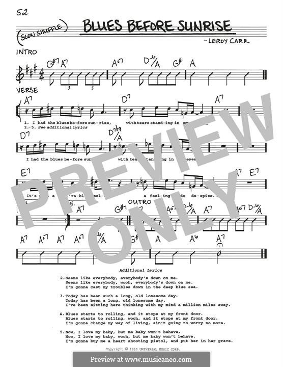 Blues Before Sunrise: melodia by Leroy Carr
