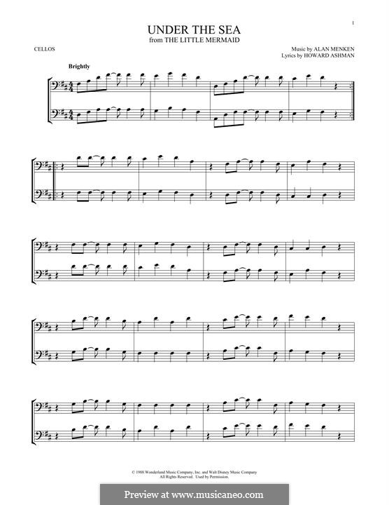 Under the Sea (from The Little Mermaid): para dois violoncelo by Alan Menken