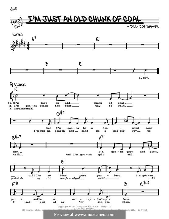 I'm Just an Old Chunk of Coal: melodia by Billy Joe Shaver