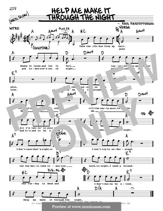 Help Me Make It Through the Night: melodia by Kris Kristofferson