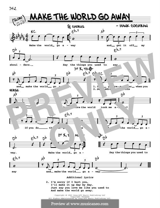 Make the World Go Away (Eddy Arnold): melodia by Hank Cochran