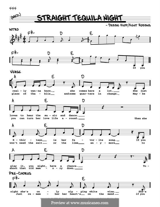 Straight Tequila Night: melodia by Debbie Hupp, Kent Robbins