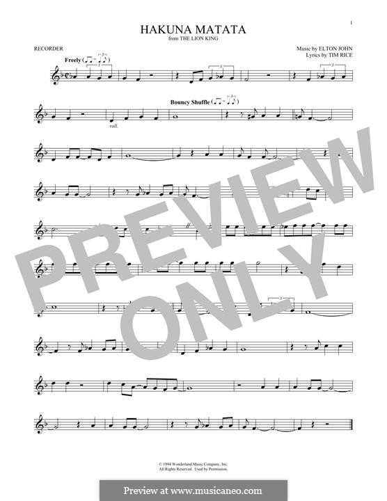 Hakuna Matata (from The Lion King): para gravar by Elton John