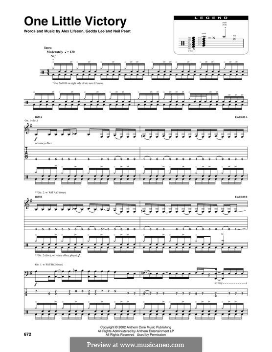 One Little Victory (Rush): Transcribed Score by Alex Lifeson, Geddy Lee