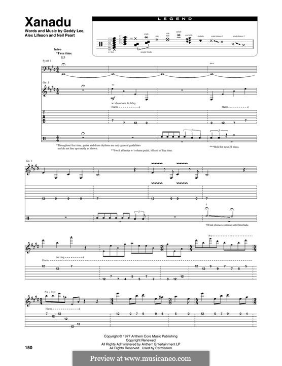 Xanadu (Rush): Transcribed Score by Alex Lifeson, Geddy Lee, Neil Peart