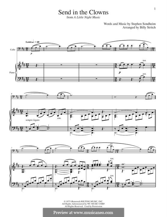 Send in the Clowns (from A Little Night Music): para Violoncelo e piano by Stephen Sondheim