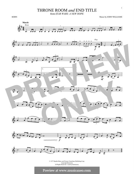 Throne Room and End Title (from Star Wars: A New Hope): For horn by John Williams