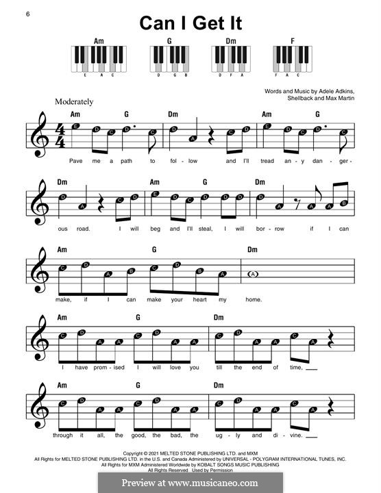 Can I Get It (Adele): Facil para o piano by Shellback, Max Martin