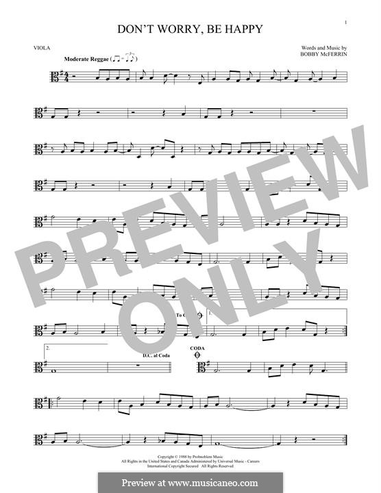 Don't Worry, Be Happy: para viola by Bobby McFerrin
