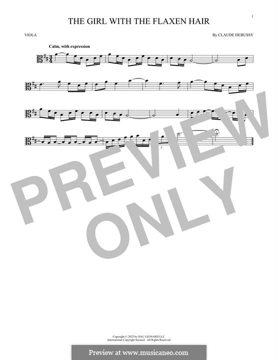 No.8 La fille aux cheveux de lin: para viola by Claude Debussy