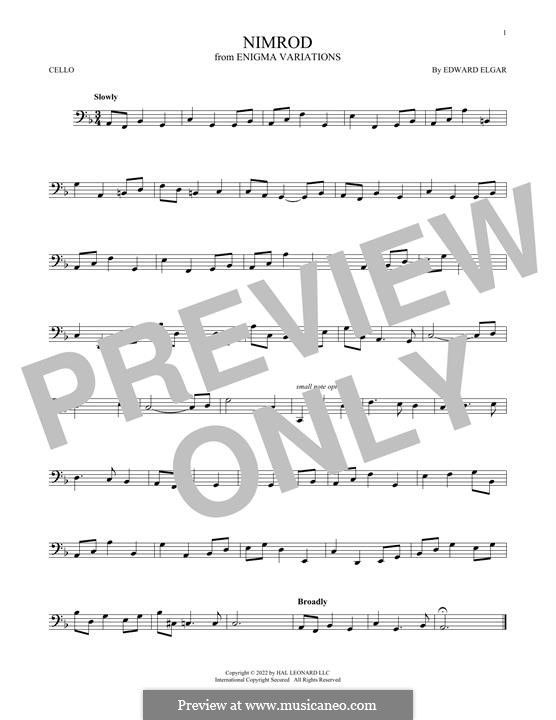 Variation No.9 'Nimrod': para violoncelo by Edward Elgar