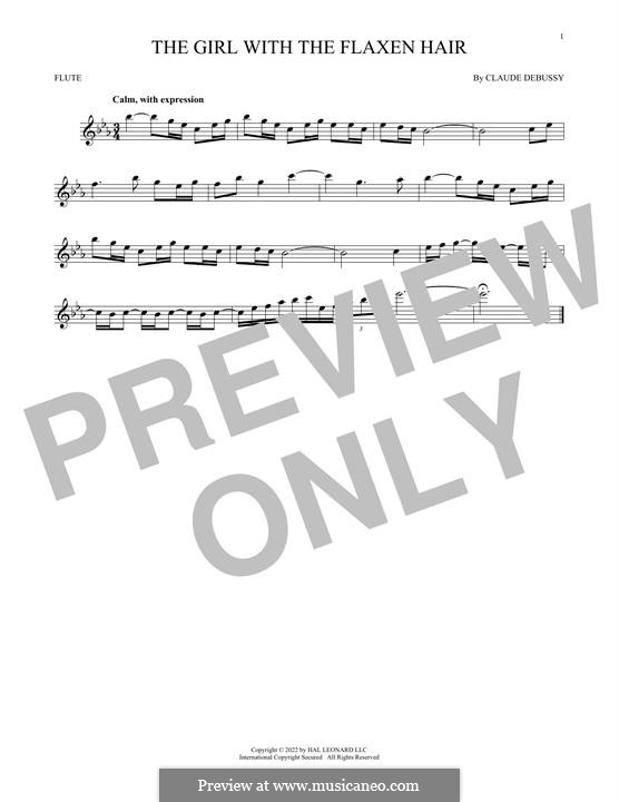 No.8 La fille aux cheveux de lin: para flauta by Claude Debussy