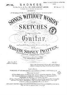 Sadnesst. Songs without words and sketches: Sadnesst. Songs without words and sketches by Catharina Josepha Pratten