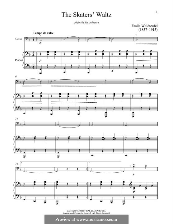 The Skaters Waltz: para Violoncelo e piano by Émile Waldteufel