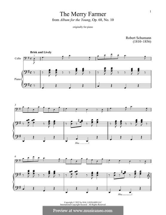 No.10 Fröhlicher Landmann (The Happy Farmer): para Violoncelo e piano by Robert Schumann