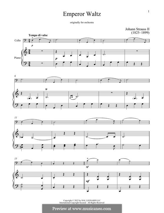 Emperor Waltz, Op.437: para Violoncelo e piano by Johann Strauss (Sohn)