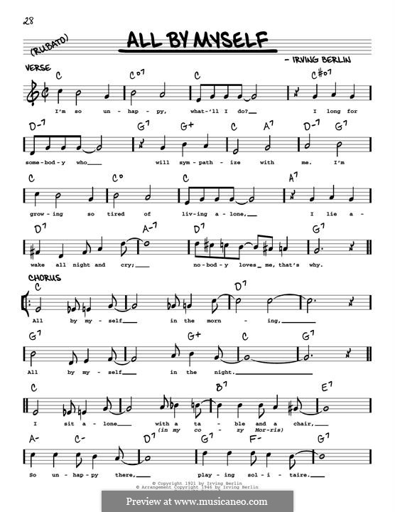 All By Myself: melodia by Irving Berlin