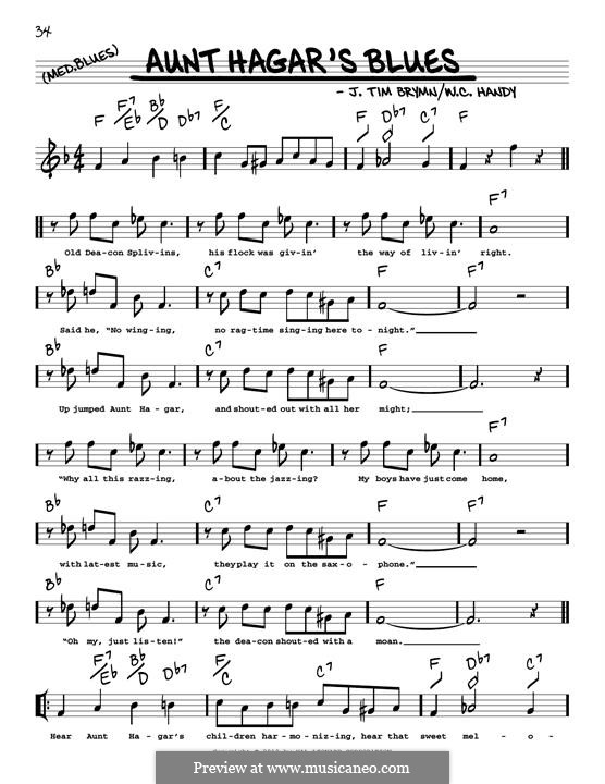 Aunt Hagar's Blues: melodia by William Christopher Handy