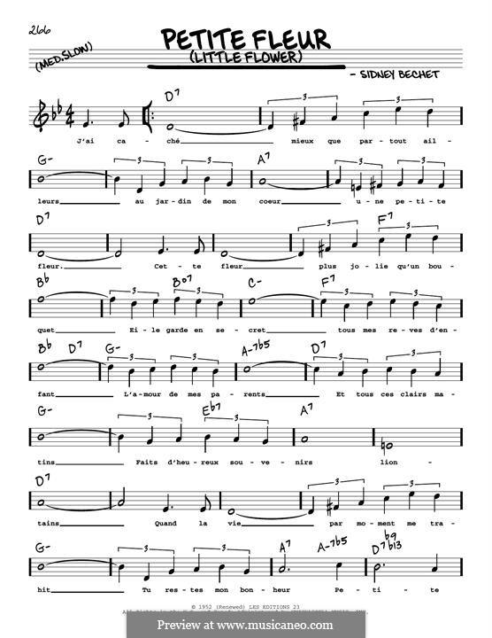 Petite Fleur (Little Flower): melodia by Sidney Bechet