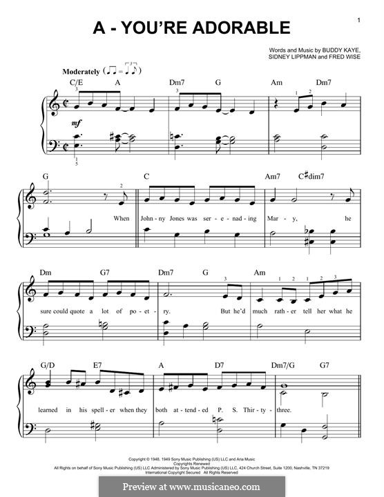 'A' You're Adorable (Buddy Kaye): Para Piano by Buddy Kaye, Fred Wise, Sidney Lippman
