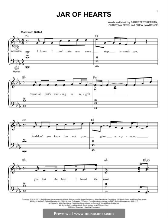 Jar of Hearts: para acordeão by Barrett Yeretsian, Christina Perri, Drew Lawrence