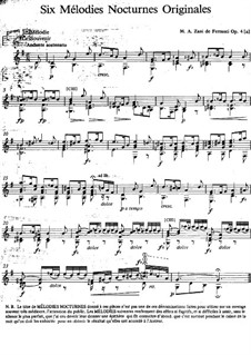 Six mélodies nocturnes originales, Op.4a: Para Guitarra by Marco Aurelio Zani de Ferranti