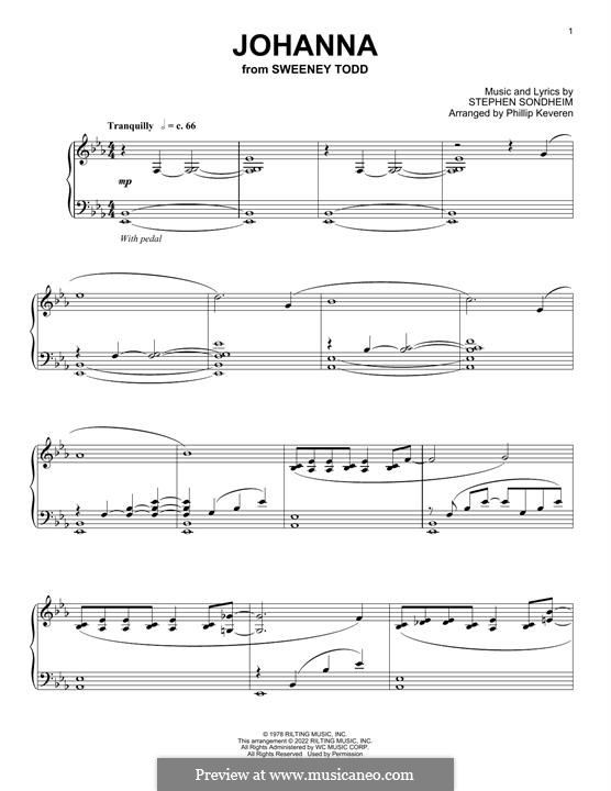 Johanna (from Sweeney Todd): Para Piano by Stephen Sondheim