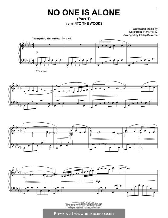 No One Is Alone (from 'Into the Woods'): Para Piano by Stephen Sondheim
