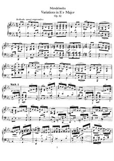 Variations in E Flat Major, Op.82: Para Piano by Felix Mendelssohn-Bartholdy