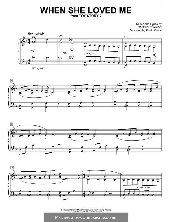 When She Loved Me (from Toy Story 2): Para Piano by Randy Newman