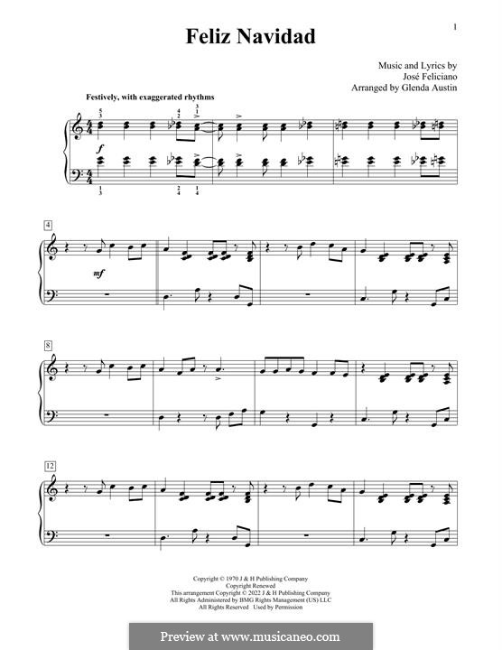 Feliz Navidad: Para Piano by José Feliciano