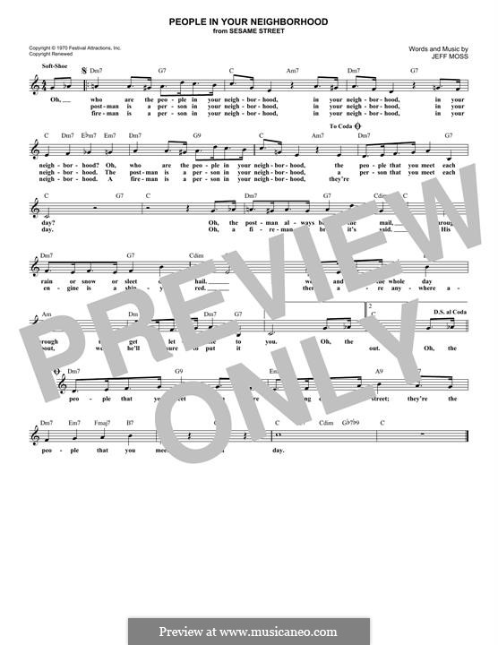 People In Your Neighborhood (from Sesame Street): para teclado by Jeff Moss