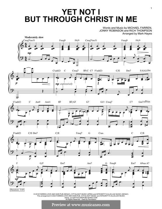 Yet Not I But Through Christ In Me (CityAlight): Para Piano by Michael Farren, Jonny Robinson, Rich Thompson