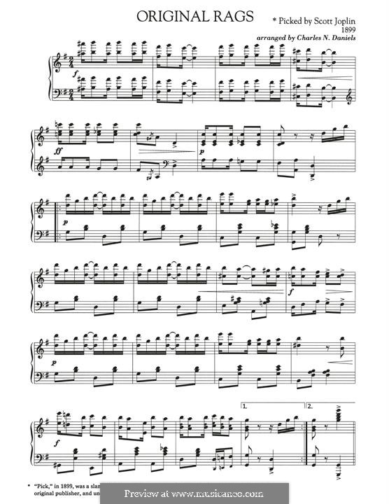 Original Rags: Para Piano by Scott Joplin