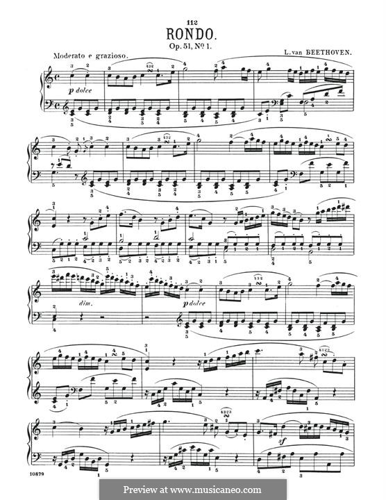 Two Rondos for Piano, Op.51: Rondo No.1 by Ludwig van Beethoven