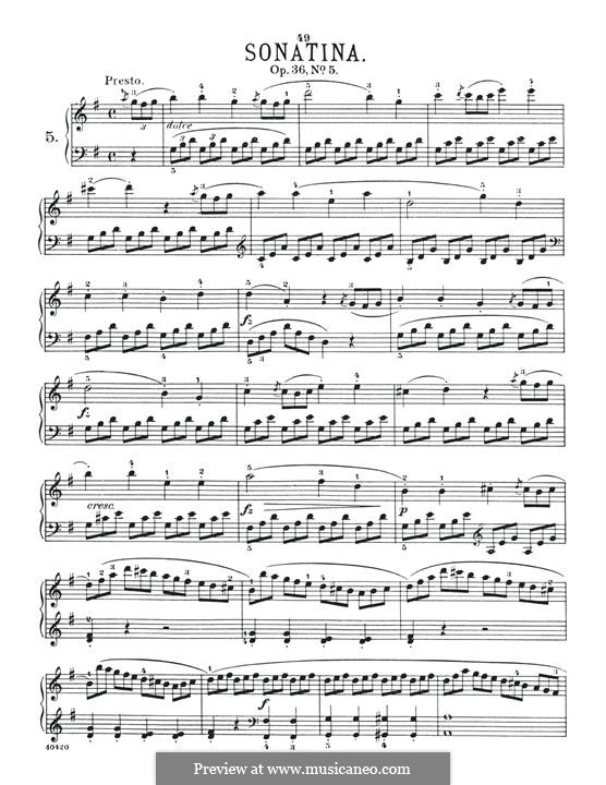Sonatina No.5: Para Piano by Muzio Clementi