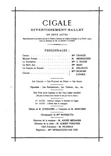Cigale: arranjo para piano by Jules Massenet