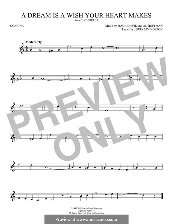 A Dream Is a Wish Your Heart Makes (from Disney's Cinderella): para flauta by Al Hoffman, Jerry Livingston, Mack David