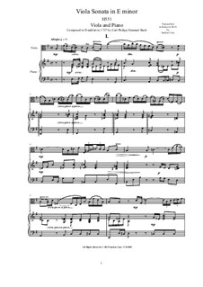 Sonata for Flute and Harpsichord in E Minor, H 551 Wq 124: para viola e piano by Carl Philipp Emanuel Bach