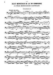 Symphony No.4 in A Major 'Italian', Op.90: Movements II-III, for piano trio – cello part by Felix Mendelssohn-Bartholdy