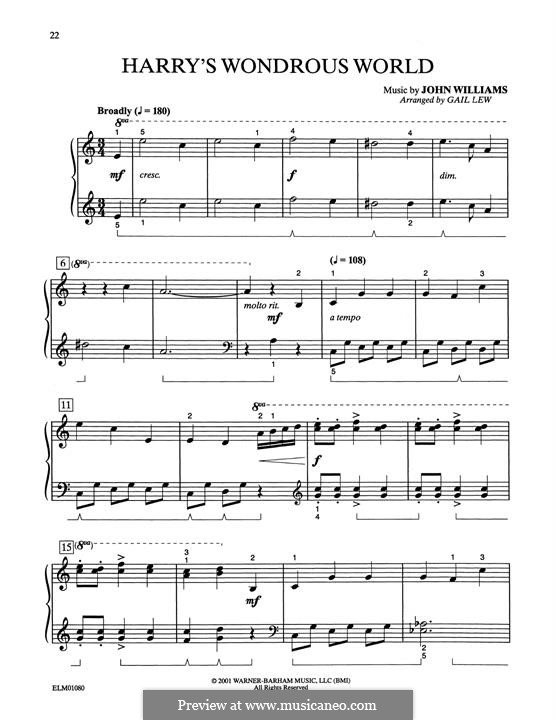 Harry's Wondrous World (from Harry Potter): Para Piano by John Williams