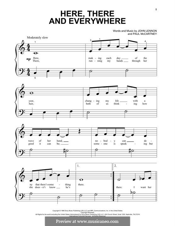 Here, There and Everywhere (The Beatles): Facil para o piano by John Lennon, Paul McCartney