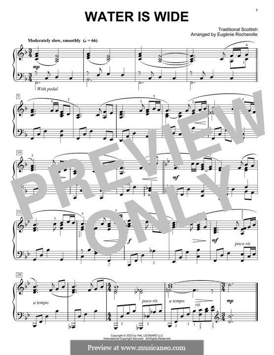 The Water is Wide (O Waly, Waly), Printable scores: Para Piano by folklore