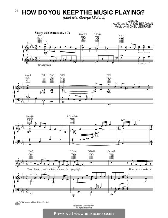 How Do You Keep the Music Playing?: Para vocais e piano (ou Guitarra) by Michel Legrand