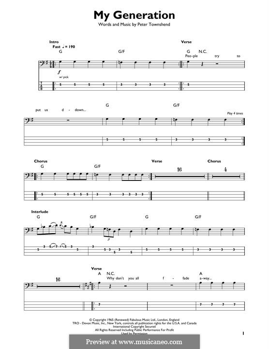 My Generation (The Who): para baixo com guia by Peter Townshend