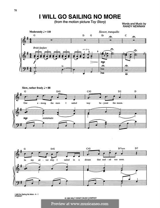 I Will Go Sailing No More: Para vocais e piano by Randy Newman