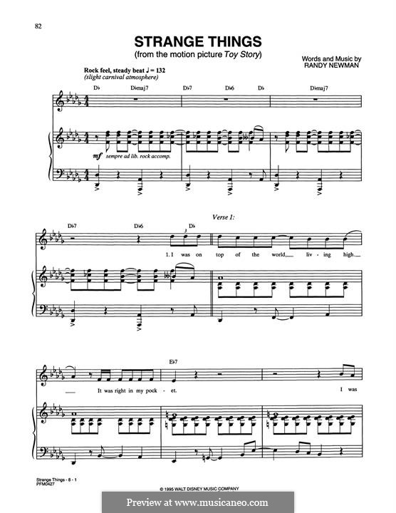 Strange Things (from Disney's Toy Story) : Para vocais e piano by Randy Newman