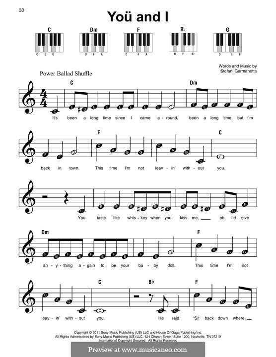 You and I (Lady Gaga): Facil para o piano by Stefani Germanotta