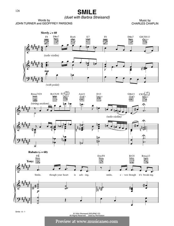 Smile: For voice and piano or guitar (Tony Bennett and Barbra Streisand) by Charles Chaplin